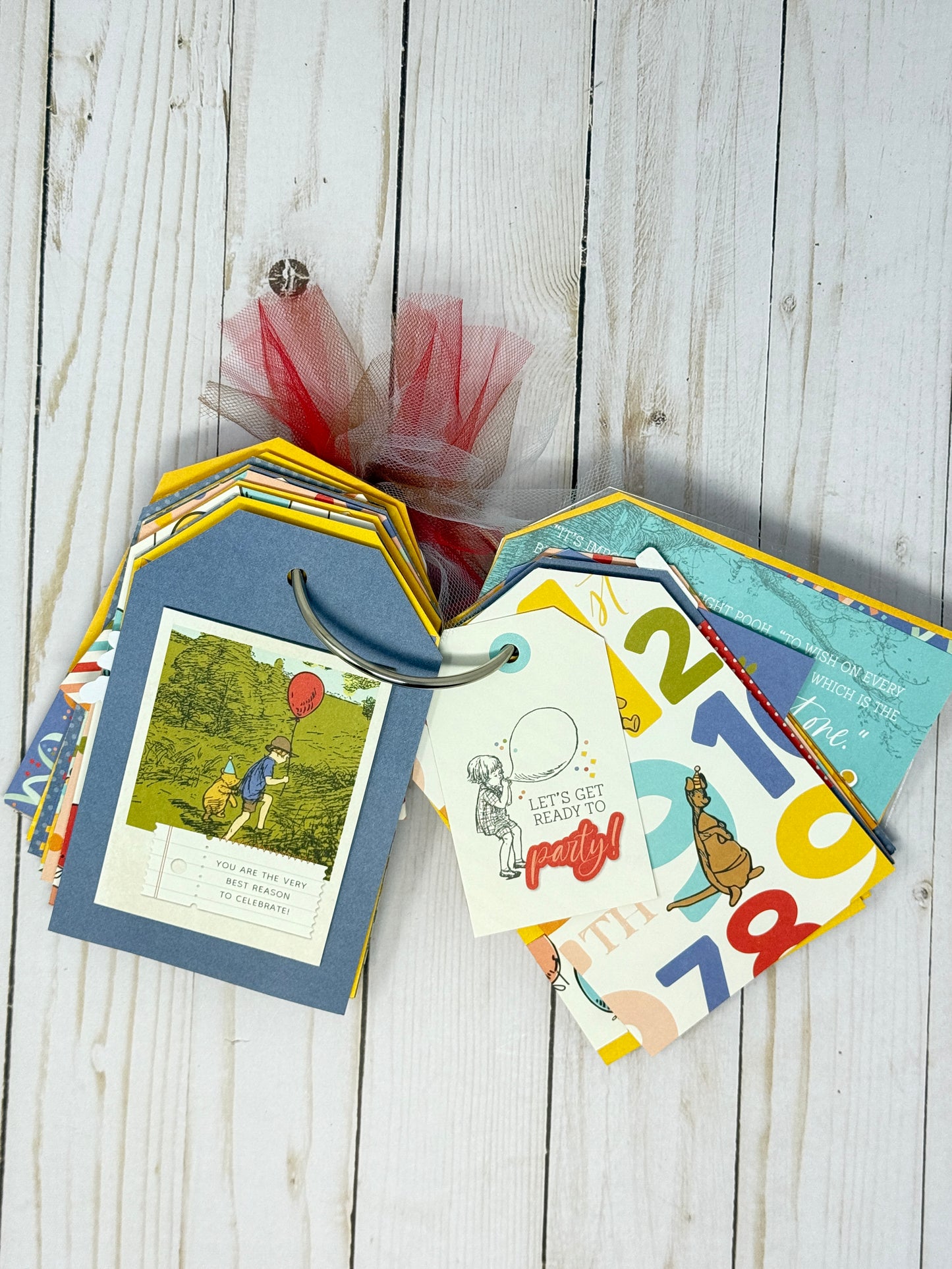 Say Cheese Classic Pooh Birthday Tag Album Cutting Guide Only