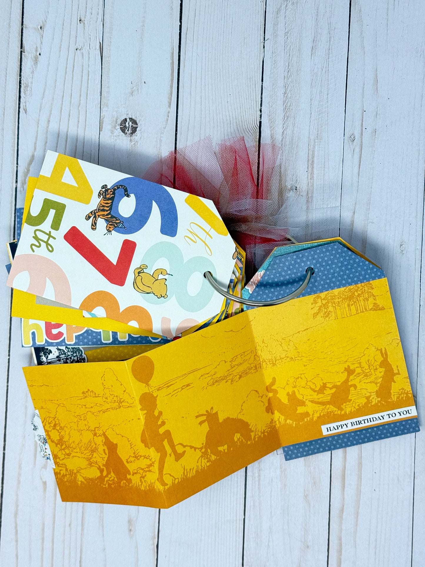 Say Cheese Classic Pooh Birthday Tag Album Cutting Guide Only